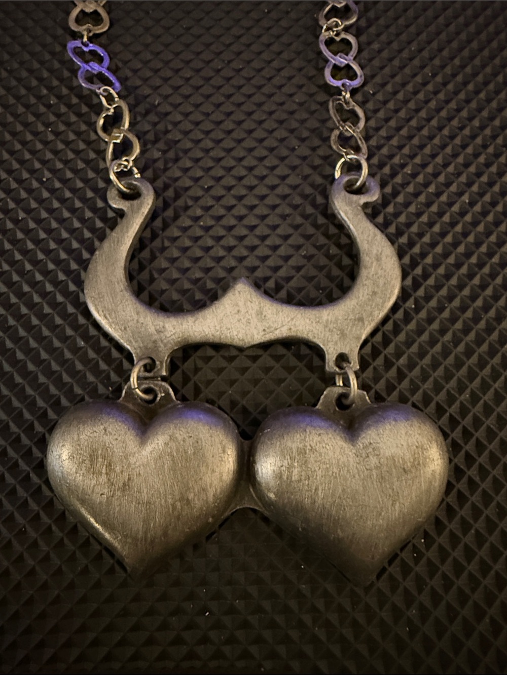 Vintage-Inspired Black Double Heart Pendant Necklace
